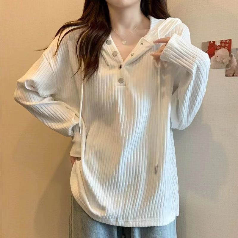 Plus Size Women's Hooded Sweatshirt Long Sleeve T-shirt