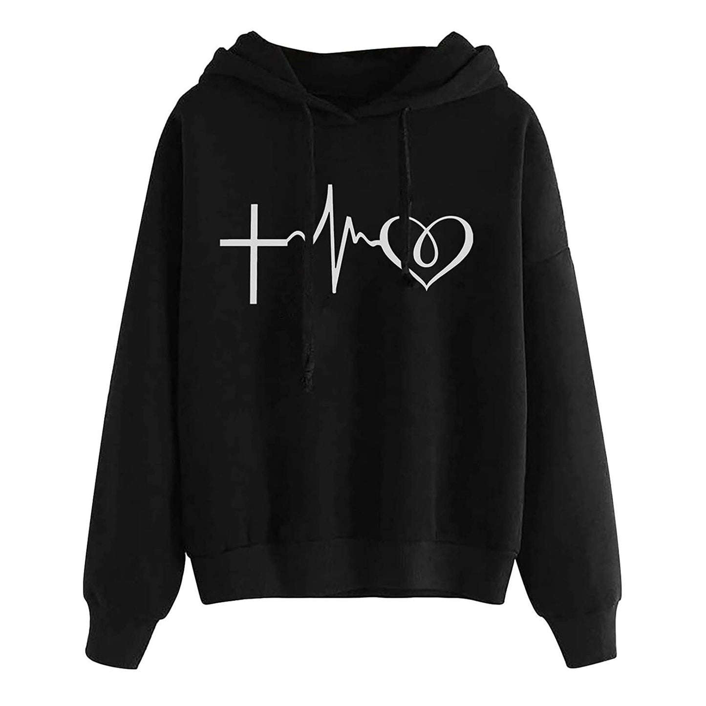 Women's Hooded Sweatshirt Loose Fit Printed Pullover