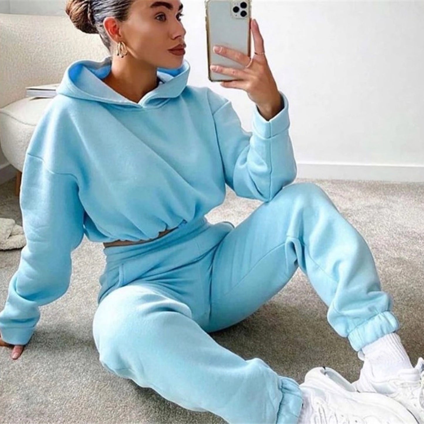 Jogging Suits For Women 2 Piece Sweatsuits Tracksuits Long Sleeve HoodieCasual Fitness Sportswear