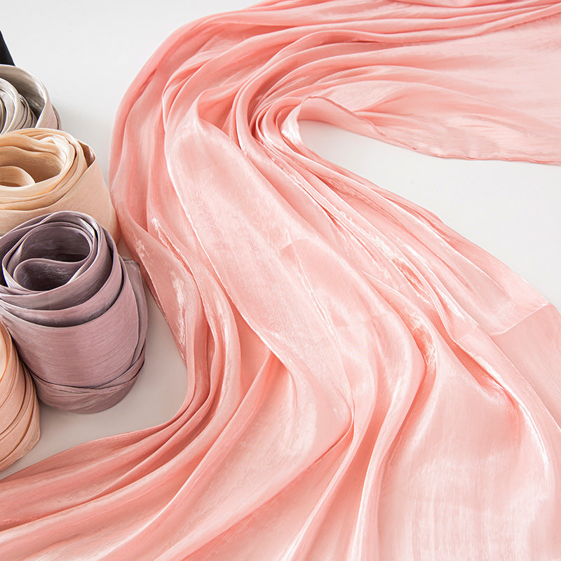 Solid-color breathable chiffon long scarf