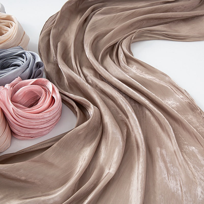 Solid-color breathable chiffon long scarf