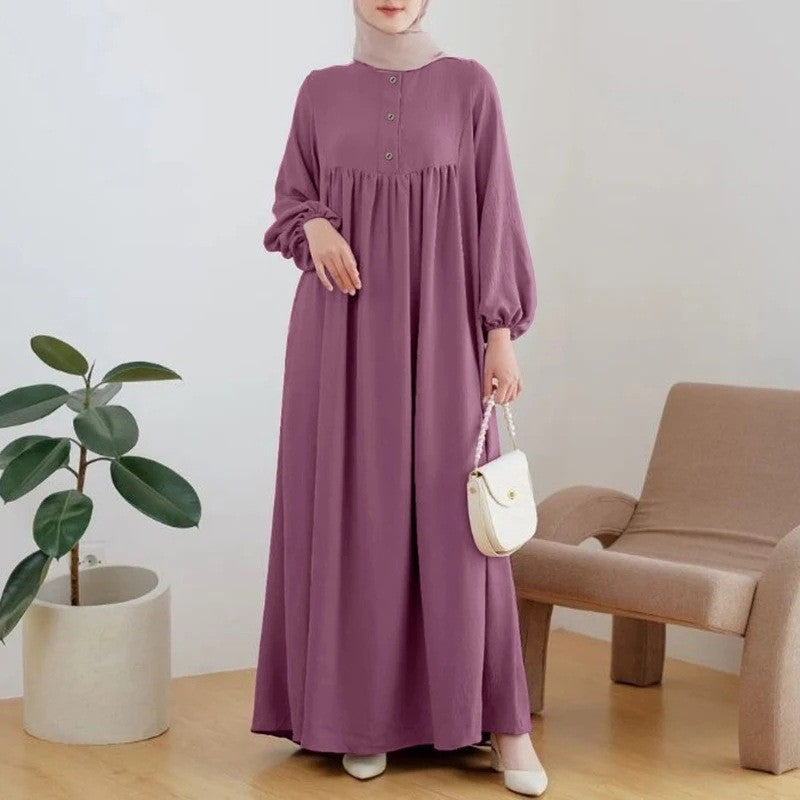 Muslim Women's Elegant Lantern Sleeve Long Dress