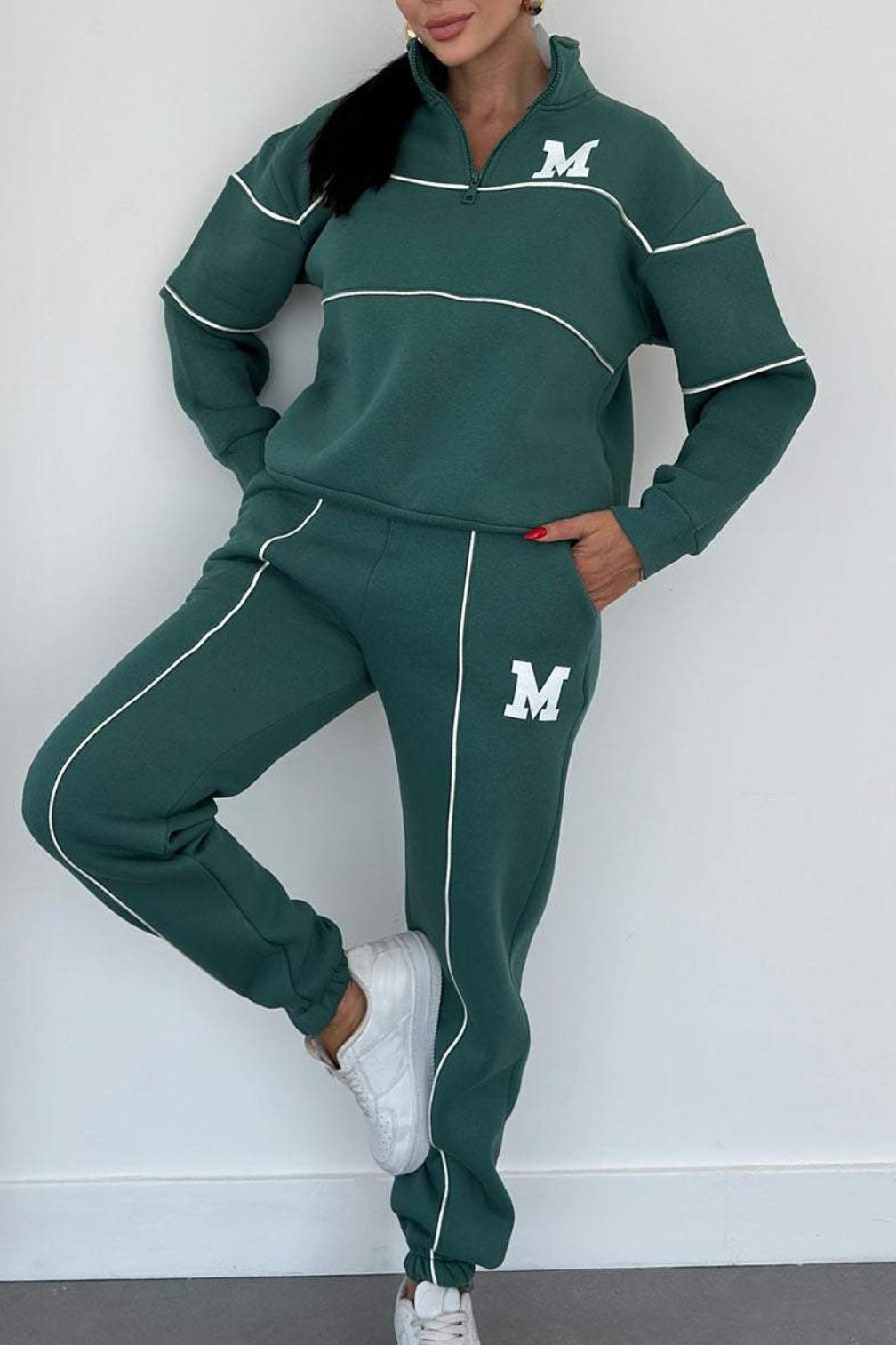 Women's Letter Stamping Casual Sports Two-Piece Suit
