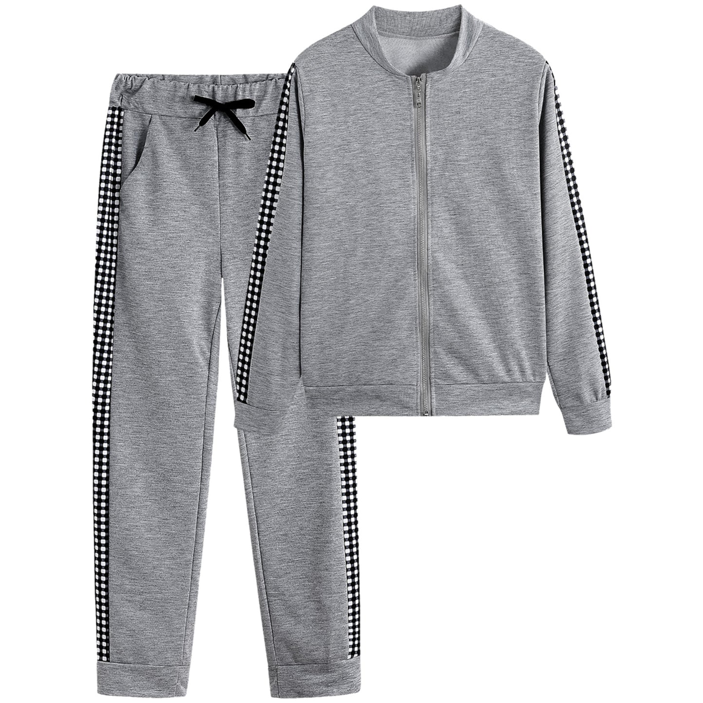 Long Sleeve Plaid Women's Casual Suit