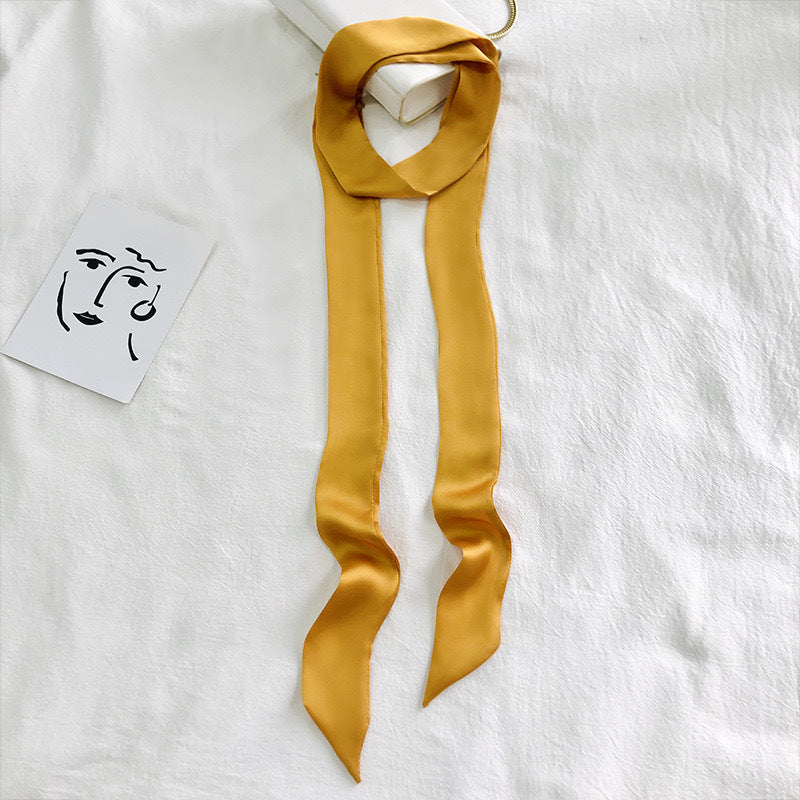 Long Solid Color Narrow Scarf for Women