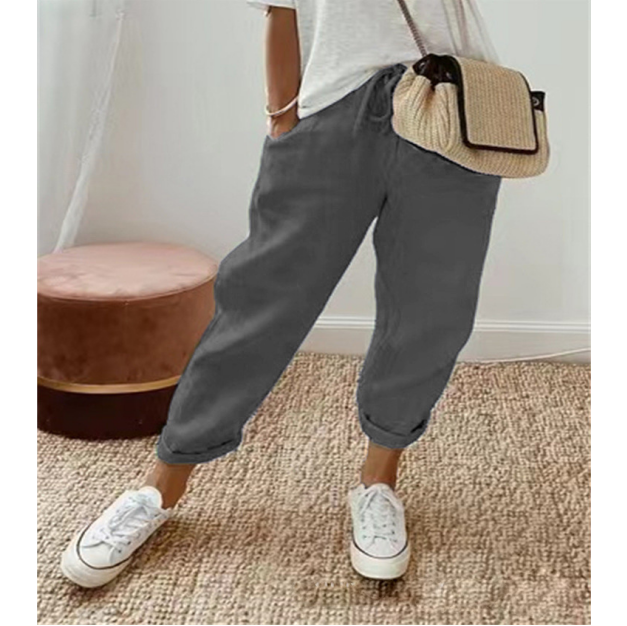 Pocket elastic casual pants for women