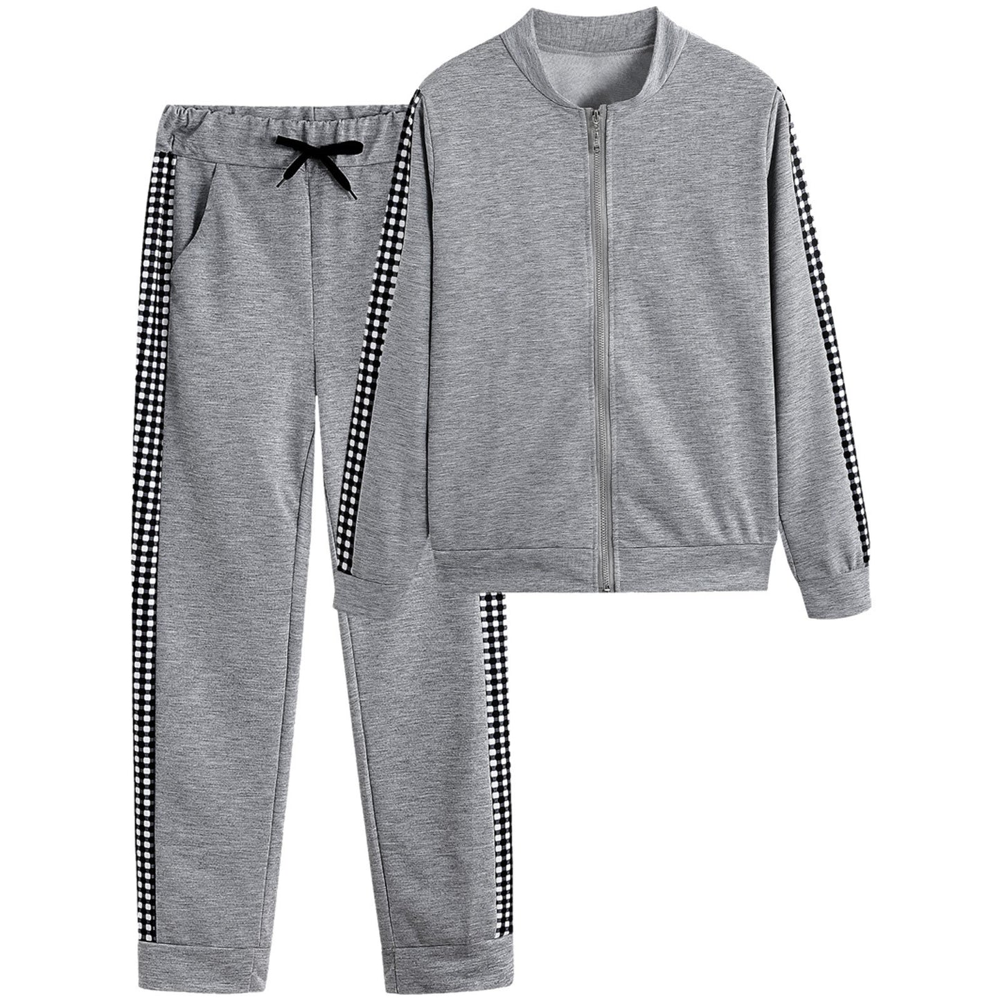 Long Sleeve Plaid Women's Casual Suit