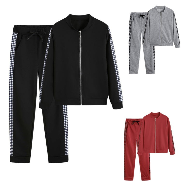 Long Sleeve Plaid Women's Casual Suit