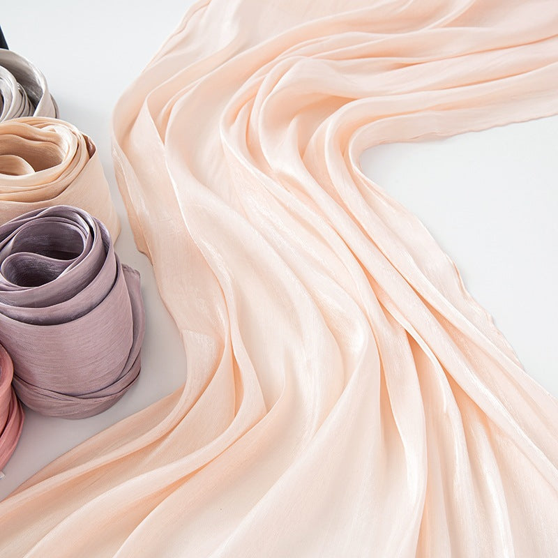 Solid-color breathable chiffon long scarf