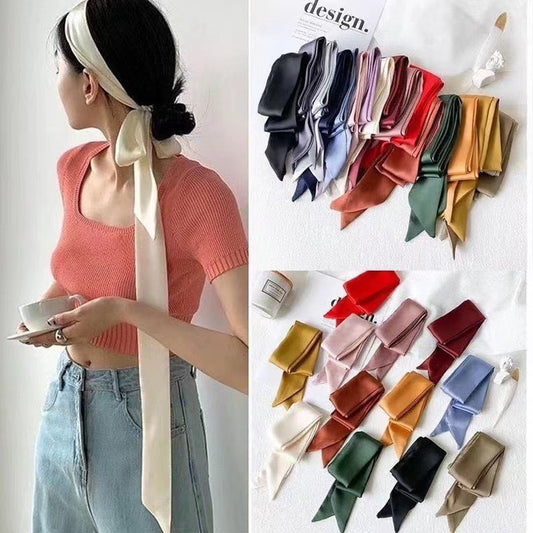 Long Solid Color Narrow Scarf for Women