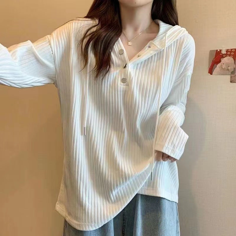 Plus Size Women's Hooded Sweatshirt Long Sleeve T-shirt