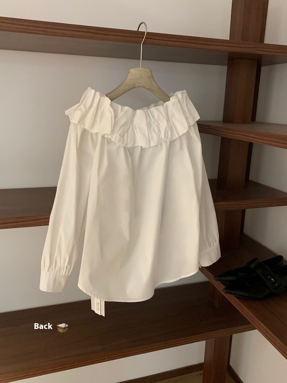 Elegant Bud Loose Slimming Off-shoulder Long Sleeve Shirt