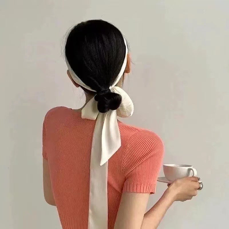 Long Solid Color Narrow Scarf for Women