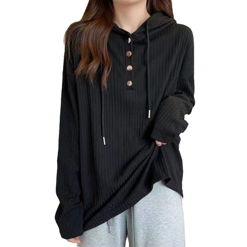 Plus Size Women's Hooded Sweatshirt Long Sleeve T-shirt