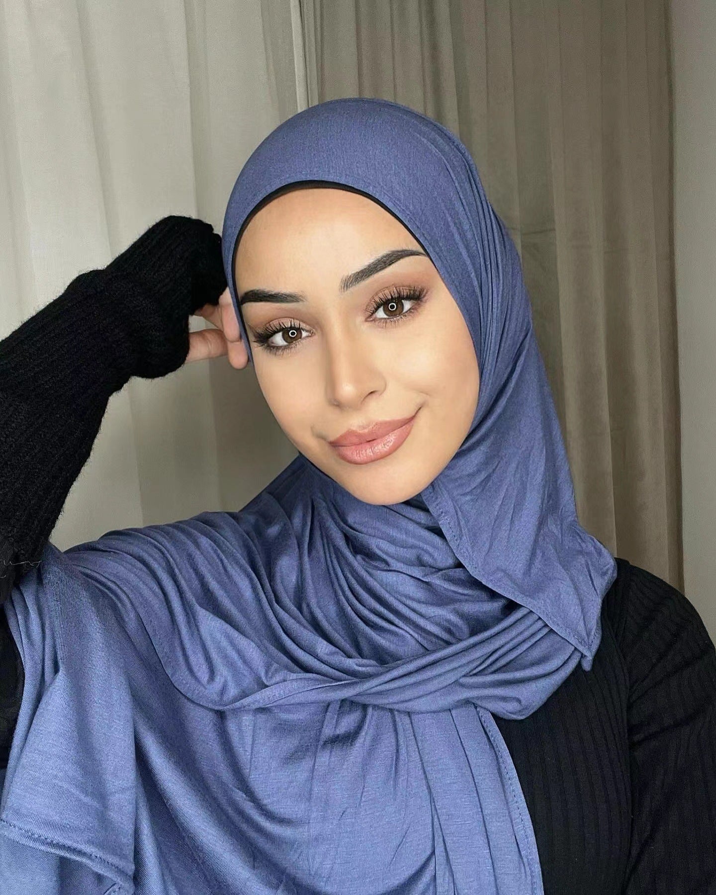Solid-color lustrous cotton scarf for women