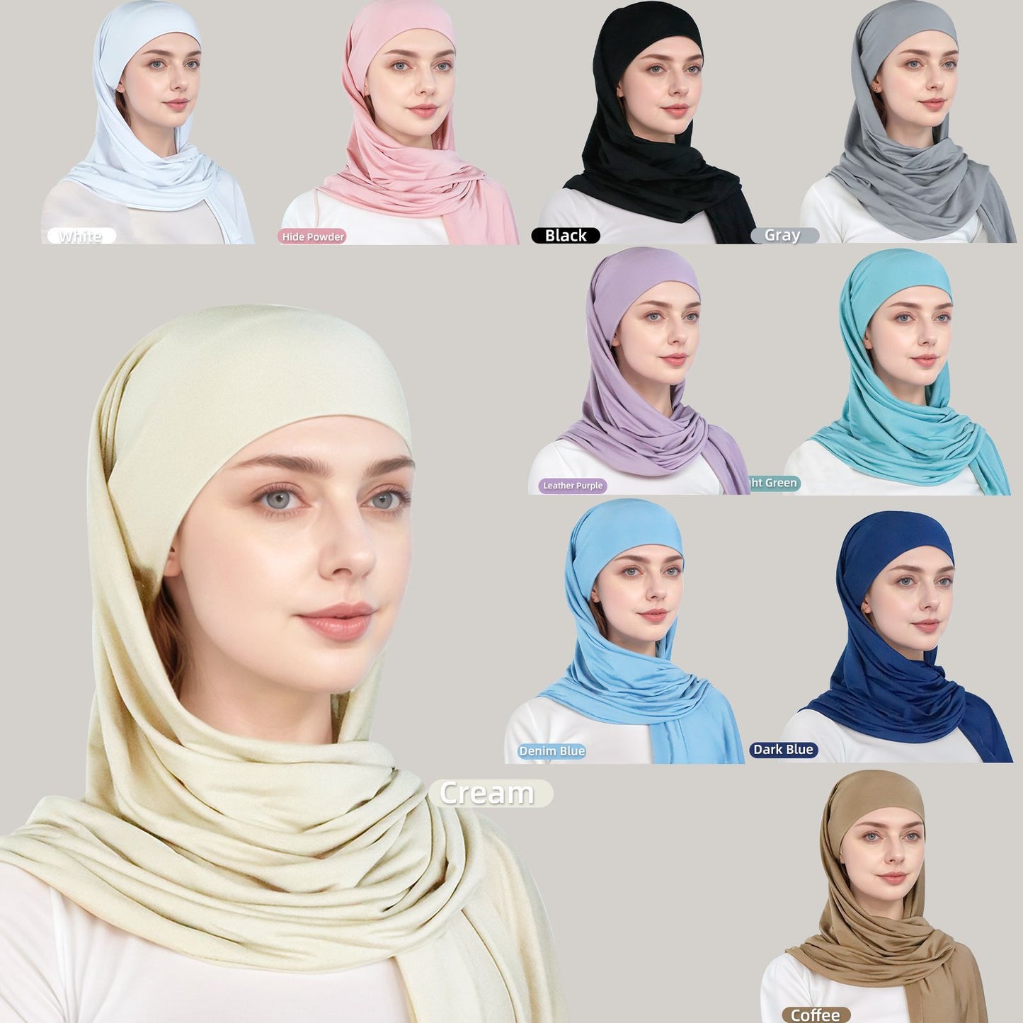Muslim simple single-layer brim headscarf