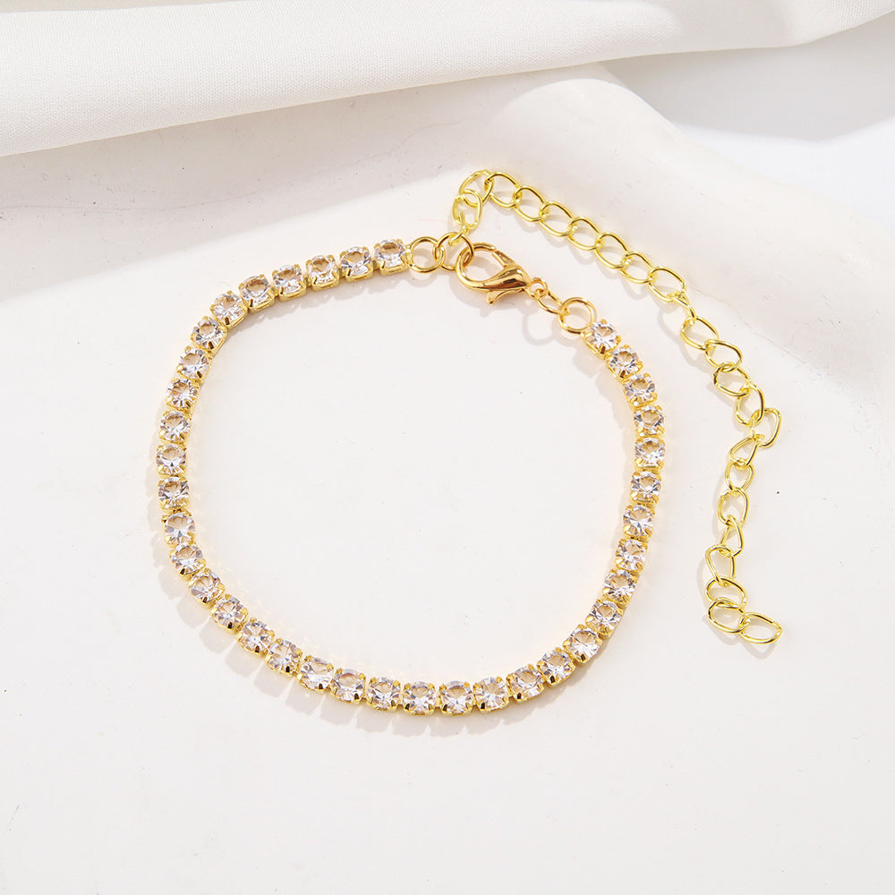 Shining natural diamonds the necklace on the foot