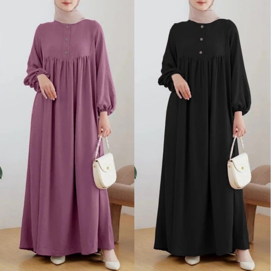 Muslim Women's Elegant Lantern Sleeve Long Dress
