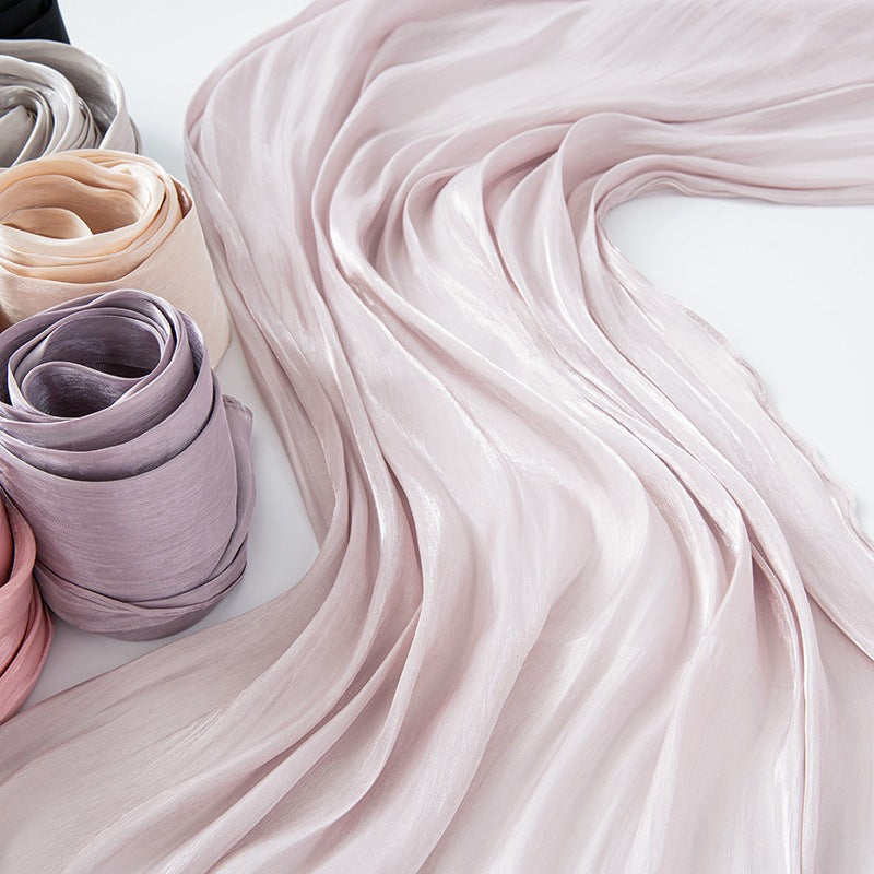 Solid-color breathable chiffon long scarf