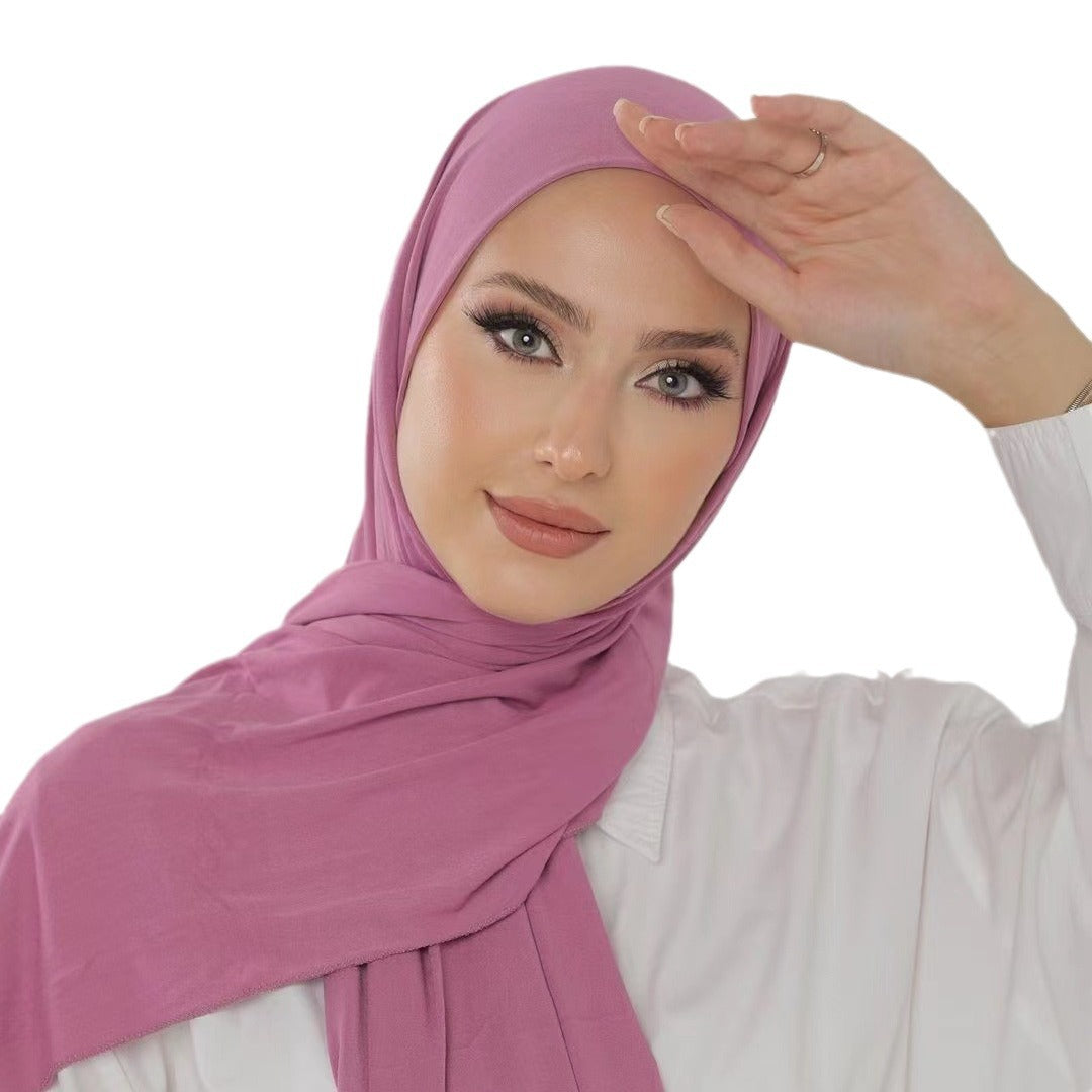 Solid-color lustrous cotton scarf for women