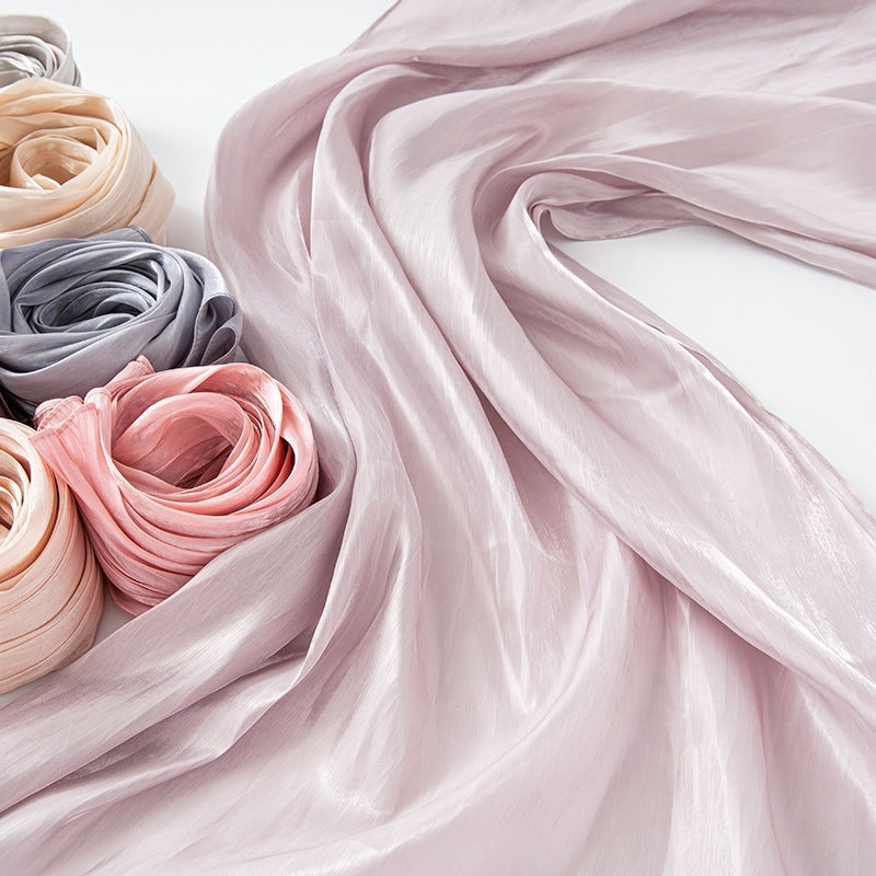 Solid-color breathable chiffon long scarf