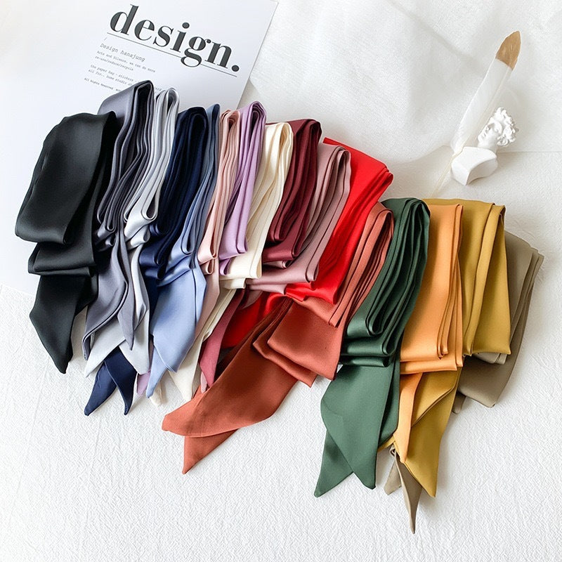 Long Solid Color Narrow Scarf for Women