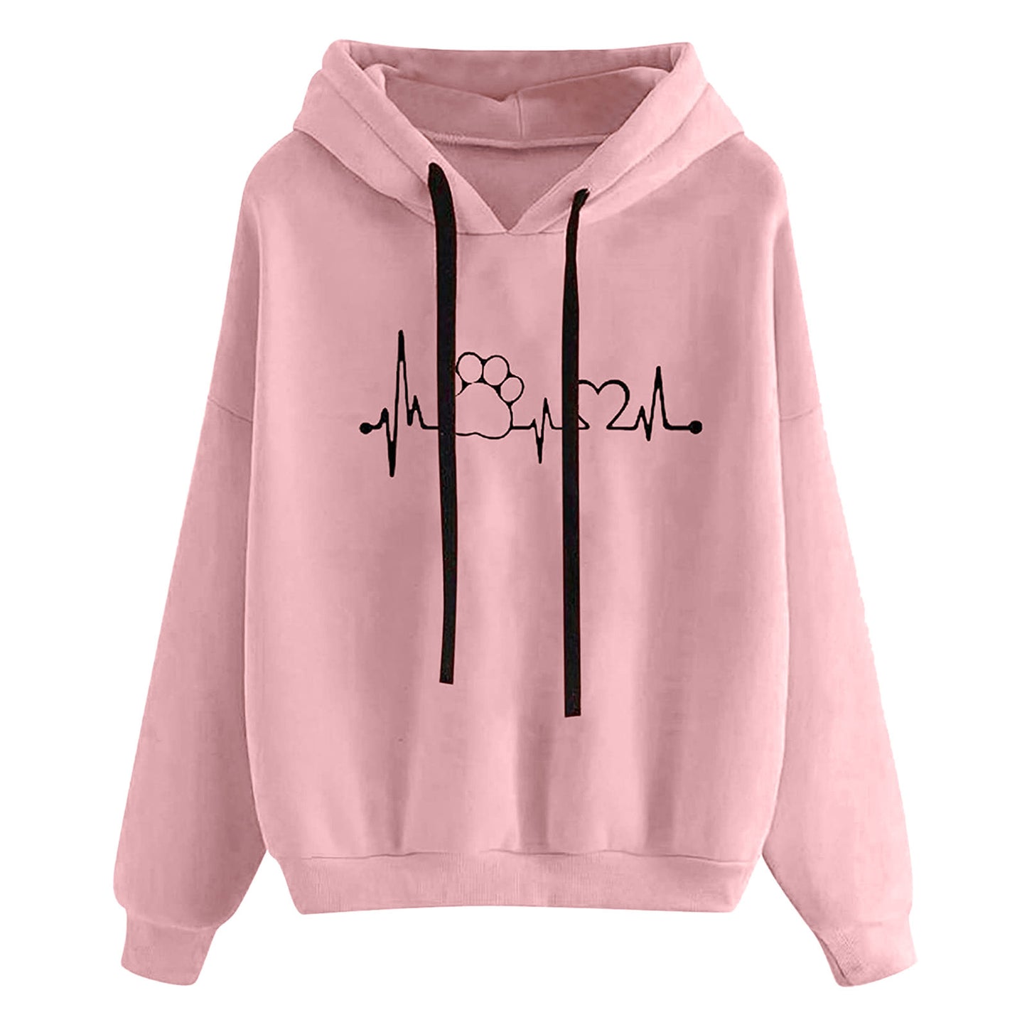 Women's Hooded Sweatshirt Loose Fit Printed Pullover