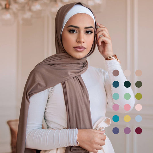 Solid-color lustrous cotton scarf for women