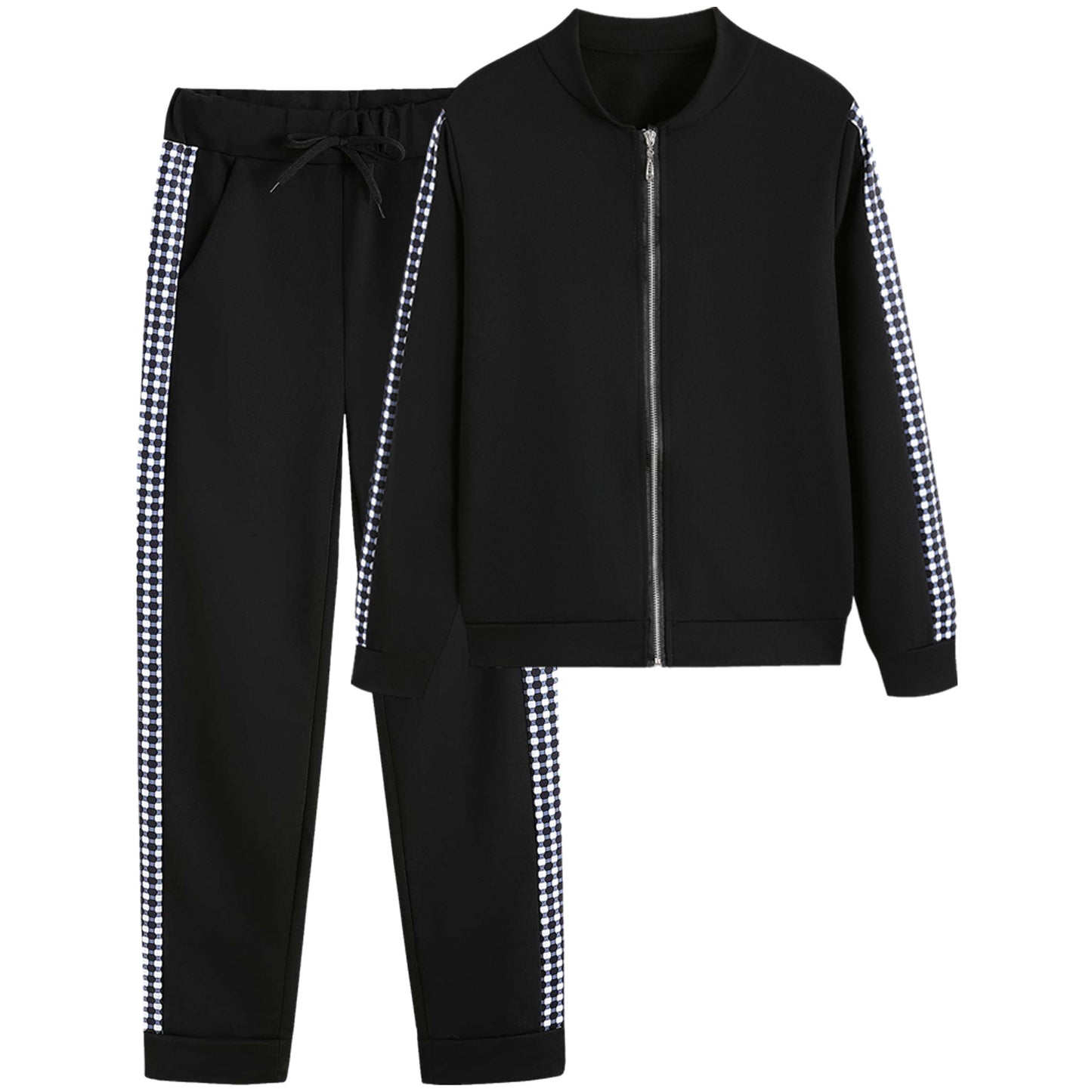 Long Sleeve Plaid Women's Casual Suit