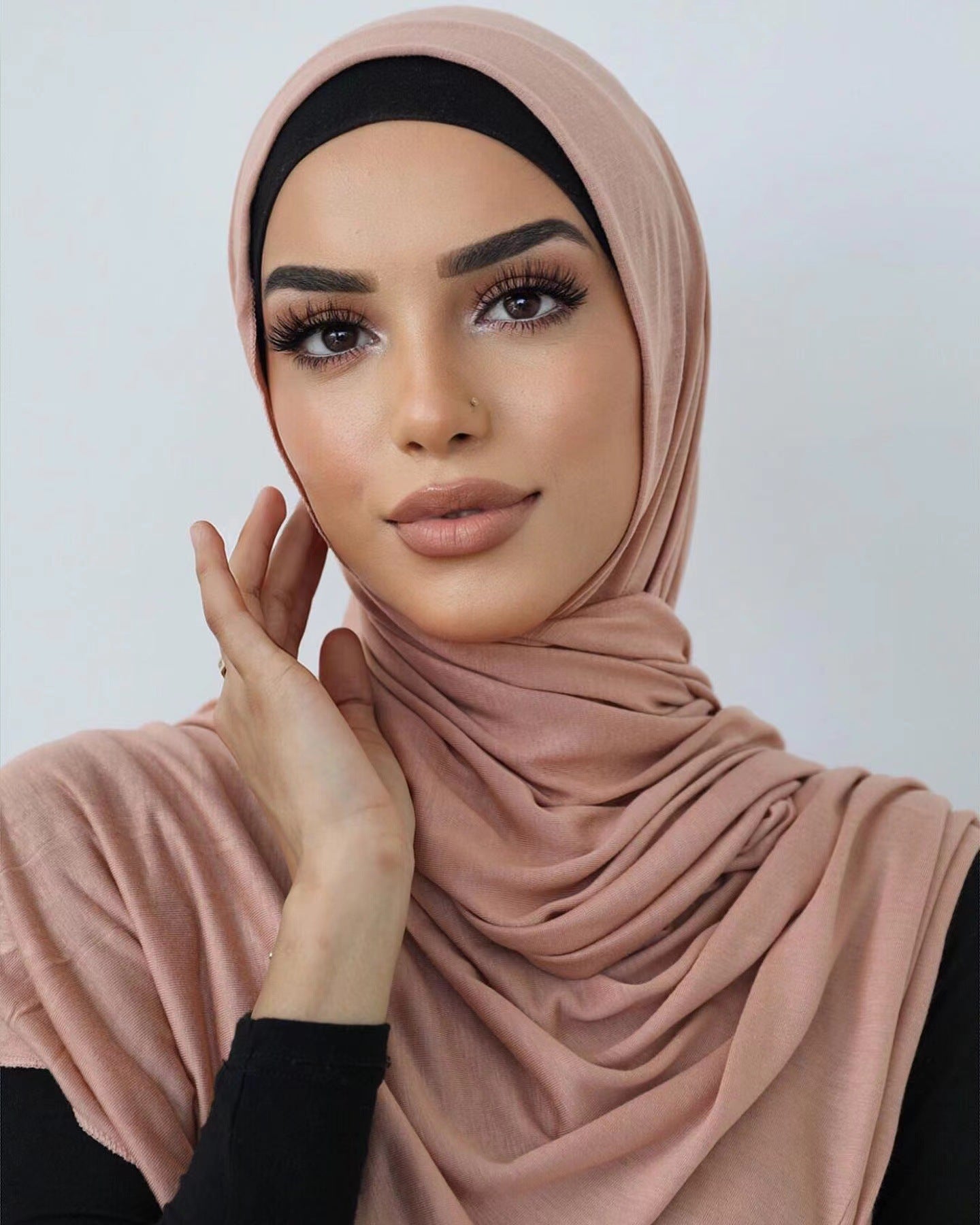 Solid-color lustrous cotton scarf for women
