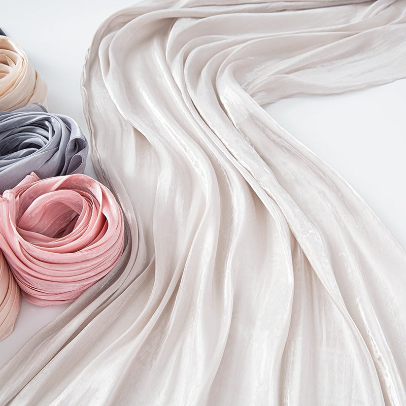 Solid-color breathable chiffon long scarf
