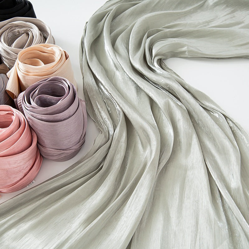 Solid-color breathable chiffon long scarf