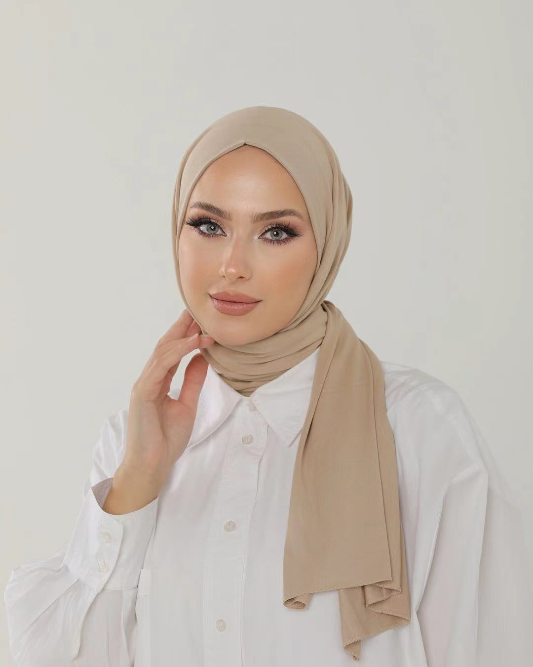 Solid-color lustrous cotton scarf for women