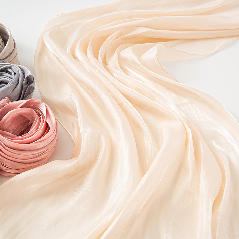 Solid-color breathable chiffon long scarf