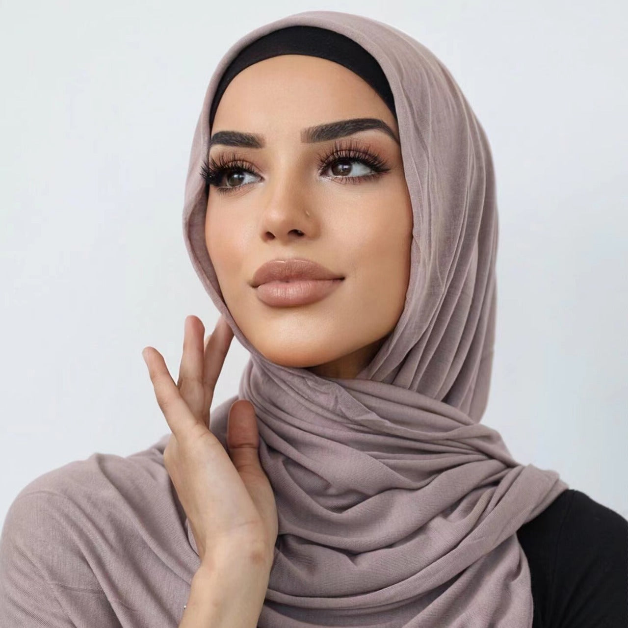Solid-color lustrous cotton scarf for women