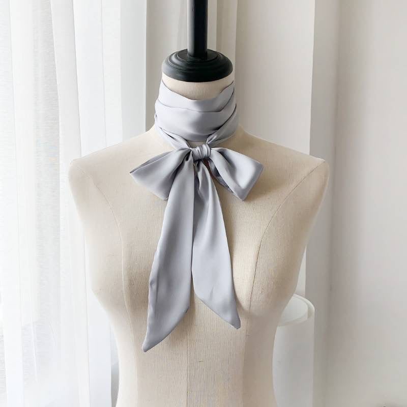 Long Solid Color Narrow Scarf for Women