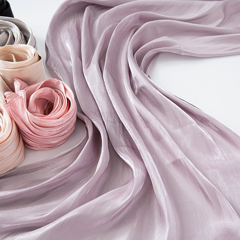 Solid-color breathable chiffon long scarf