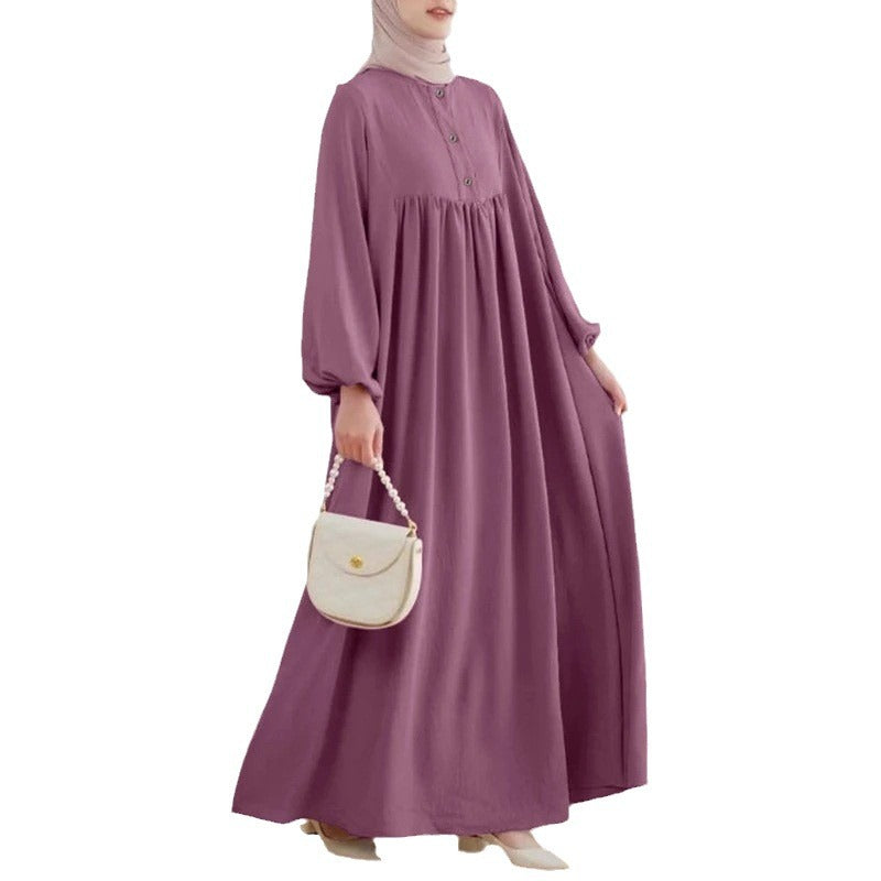 Muslim Women's Elegant Lantern Sleeve Long Dress