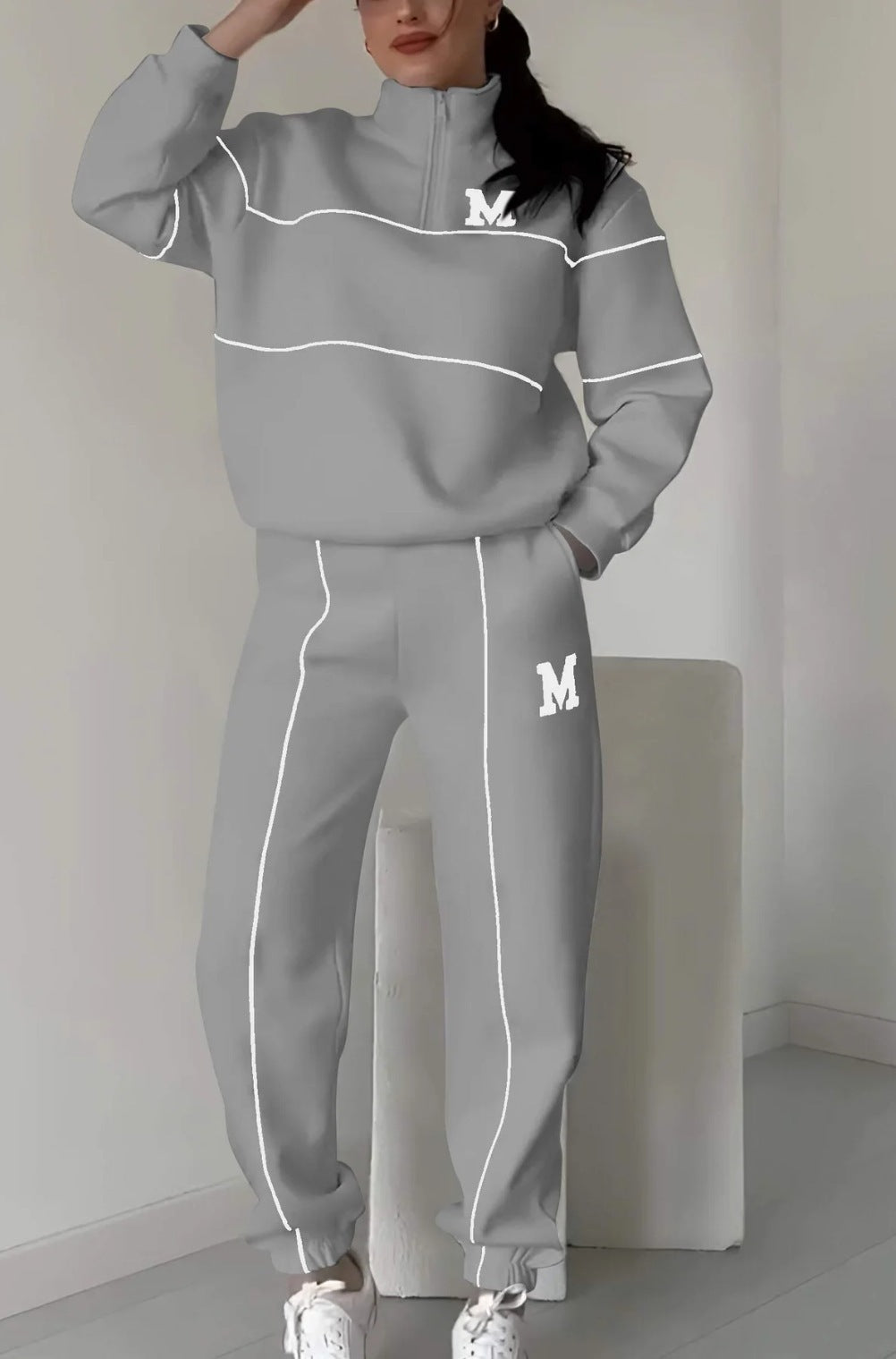 Women's Letter Stamping Casual Sports Two-Piece Suit