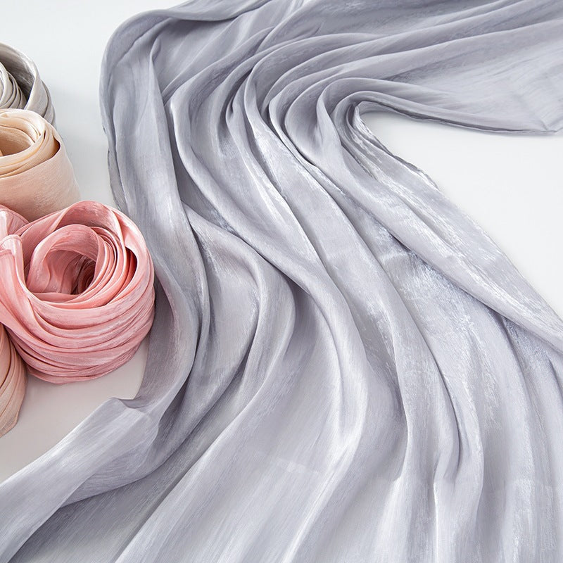 Solid-color breathable chiffon long scarf