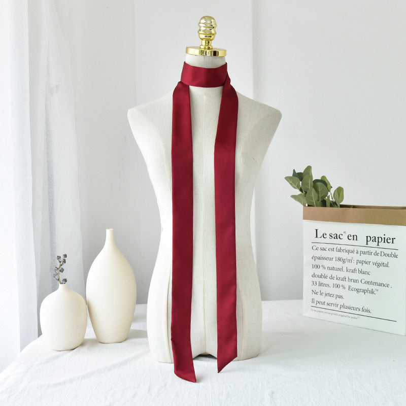 Long Solid Color Narrow Scarf for Women