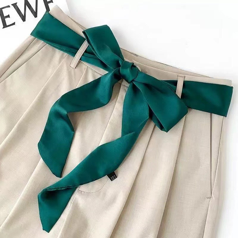 Long Solid Color Narrow Scarf for Women