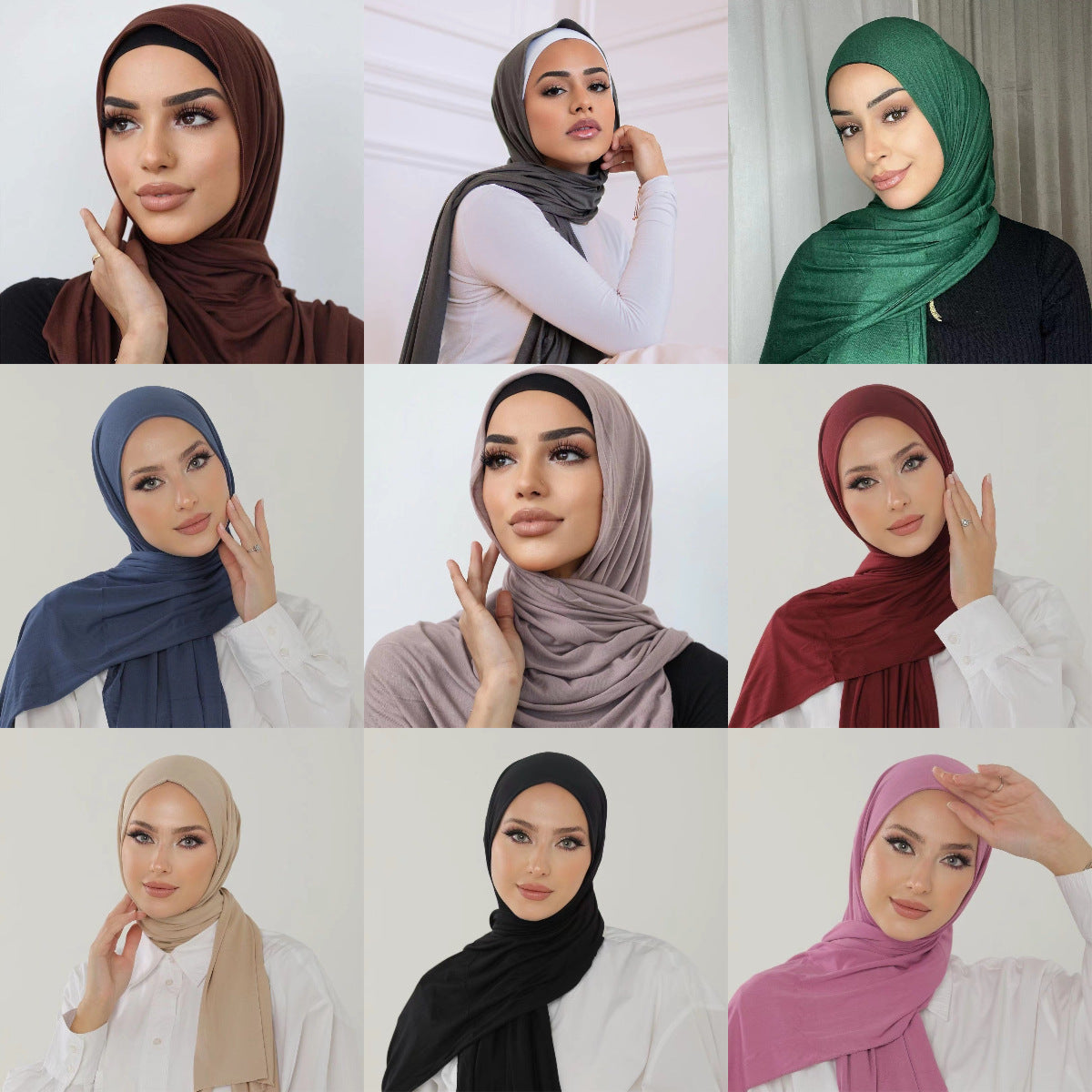 Solid-color lustrous cotton scarf for women