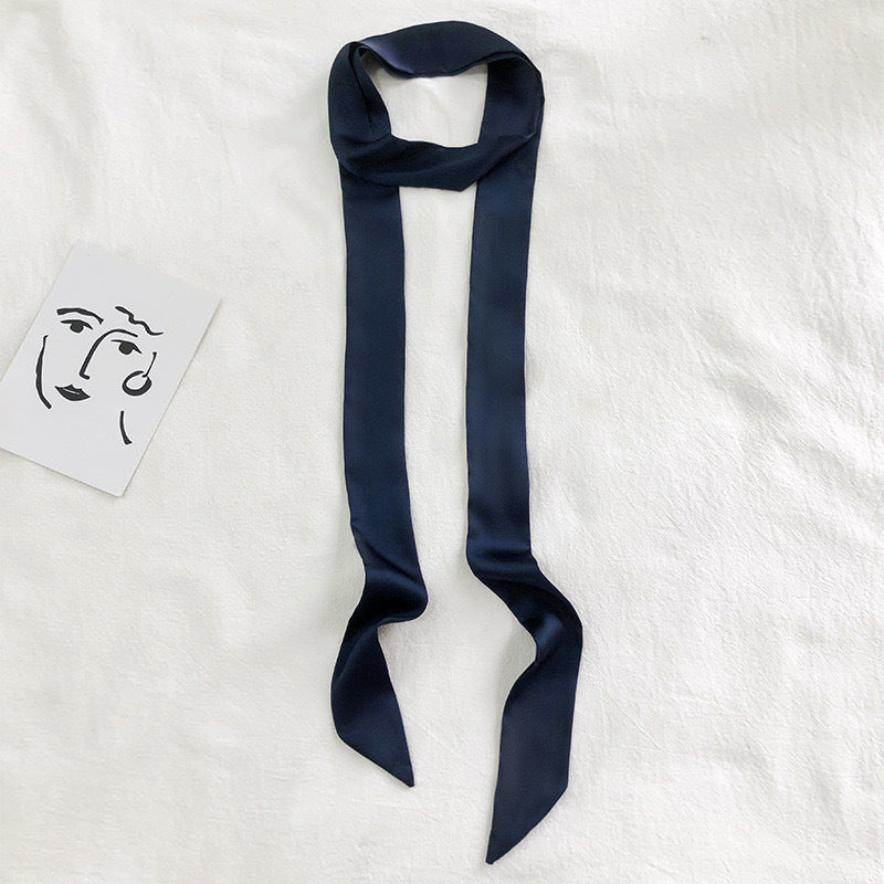 Long Solid Color Narrow Scarf for Women
