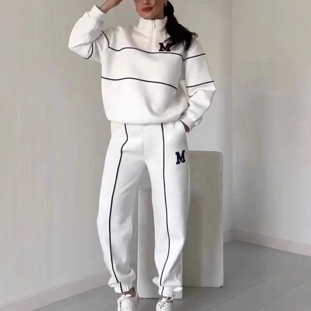 Women's Letter Stamping Casual Sports Two-Piece Suit
