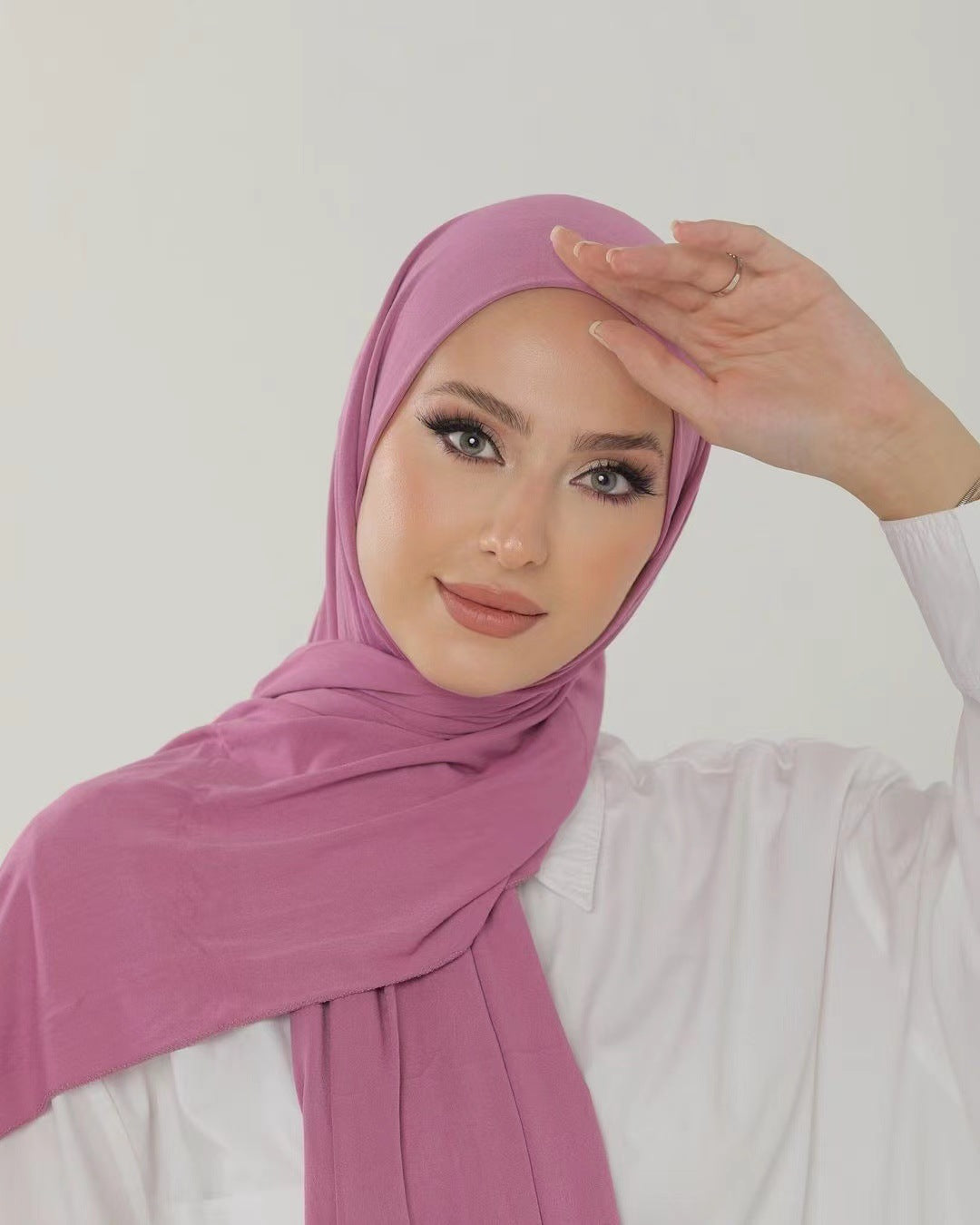 Solid-color lustrous cotton scarf for women