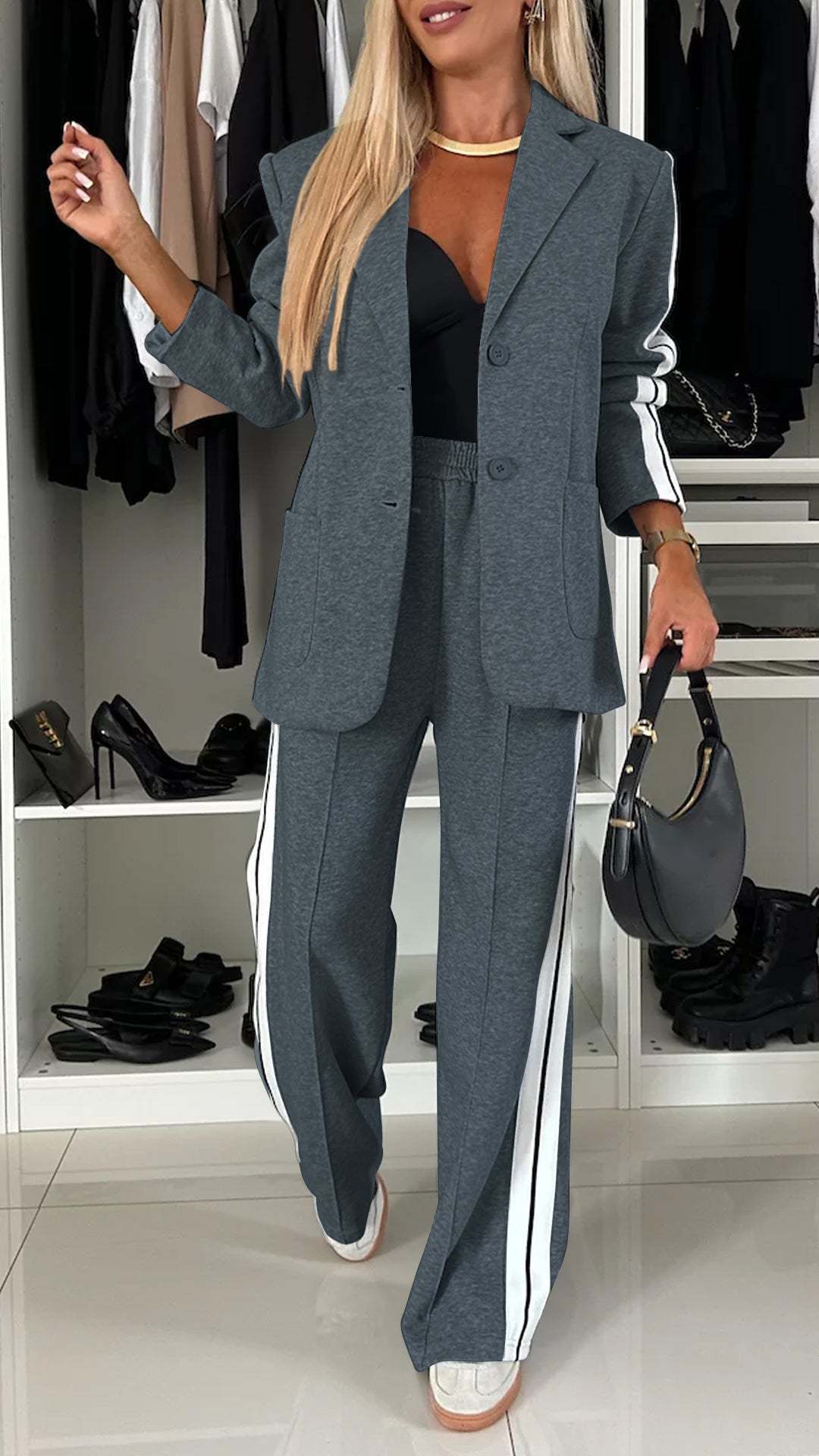 Women's Long-Sleeved Lapel Casual Suit