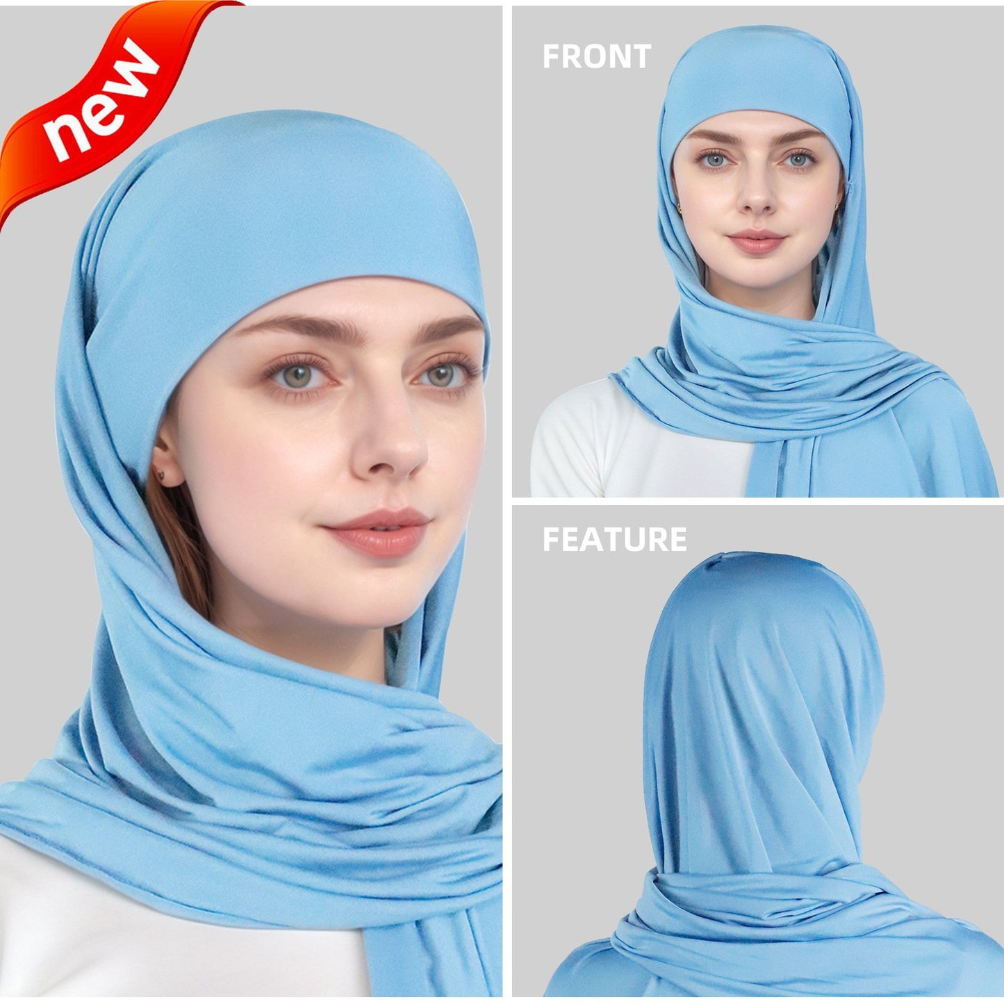 Muslim simple single-layer brim headscarf