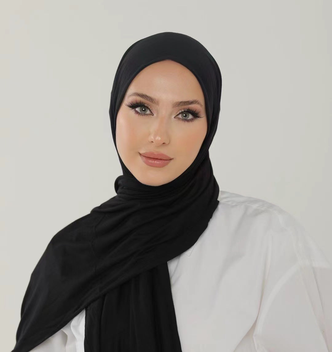 Solid-color lustrous cotton scarf for women