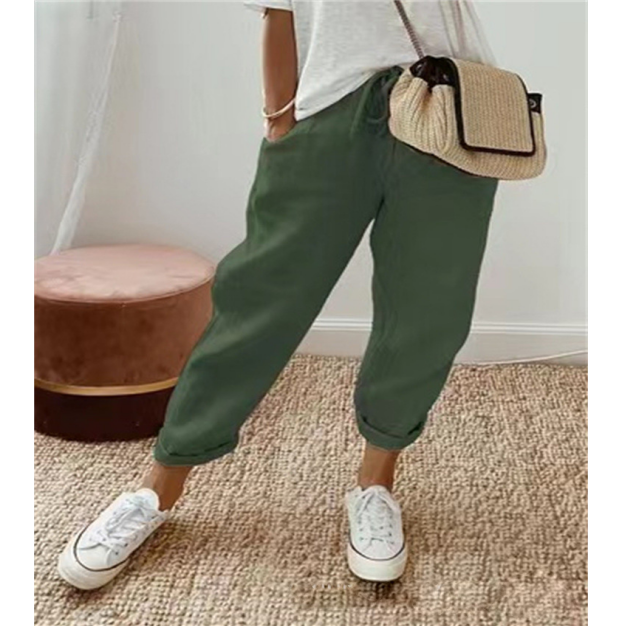 Pocket elastic casual pants for women